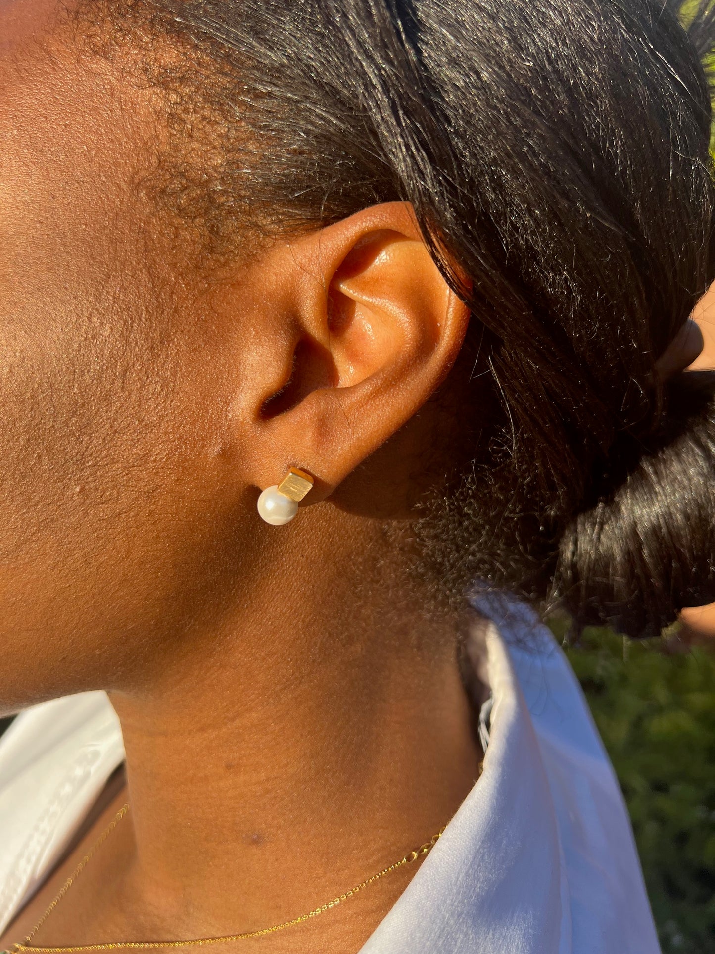 Gia Golden Pearl Earrings